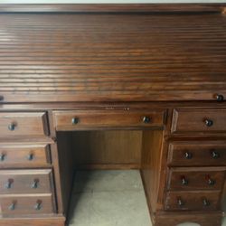 Antique Roll Top Wood Desk - Black Friday Deal