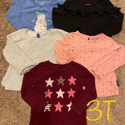 Winter/fall Girl Clothes, Long Sleeves Shirts Size 3T