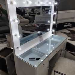 White Vanity Makeup Set Mirror Led 