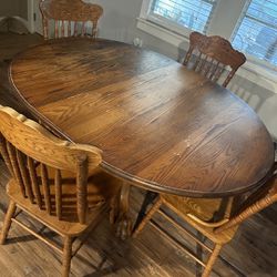 Victorian Dining Table w/  Leaf & 4 Chairs