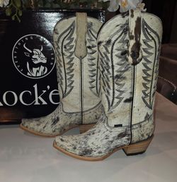 🤠🐄 Rock'em Genuine Cowhide Western Boots – Women's Size 8EE 🐄🤠