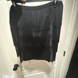 Black Lauren Fringe Skirt 