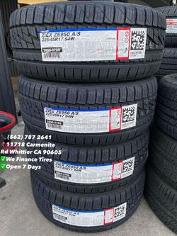 225/45R17 Falken Ziex All Season New Set of Tires Installed and Balanced Set de Llantas Nuevas Instaladas y Balanceadas
