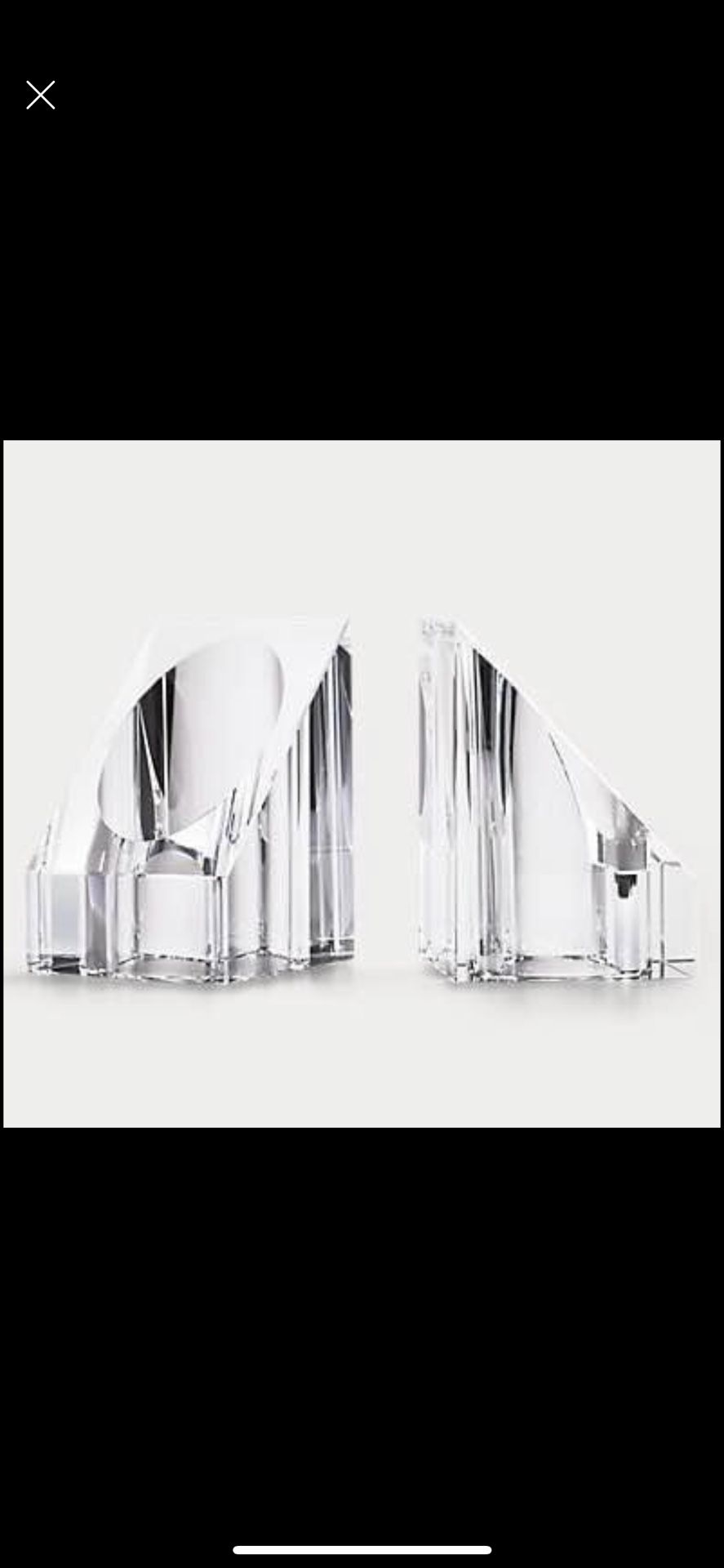 New In Box! Ralph Lauren Clear Crystal Bookends! Little Chip On The Corner But Almost Invisible!