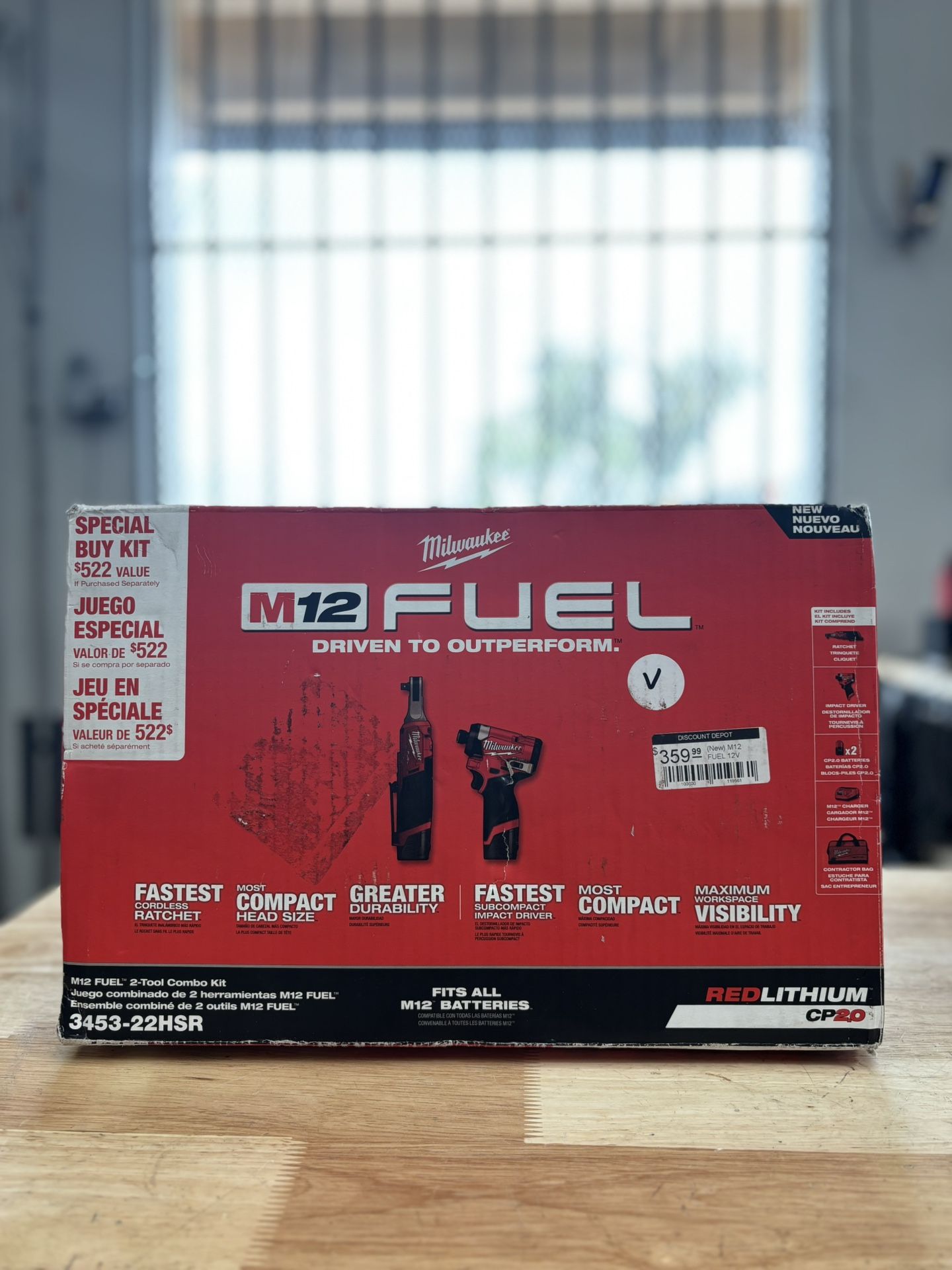 (New) M12 FUEL 12V Lithium-Ion Cordless 3/8 in. Ratchet and 1/4 in. Impact Driver Kit (2-Tool) w/Batteries, Charger & Bag