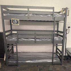 Gray Triple Bunk Bed Frame