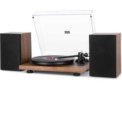 1 by ONE Bluetooth Turntable HiFi System with 36 Watt Bookshelf Speakers