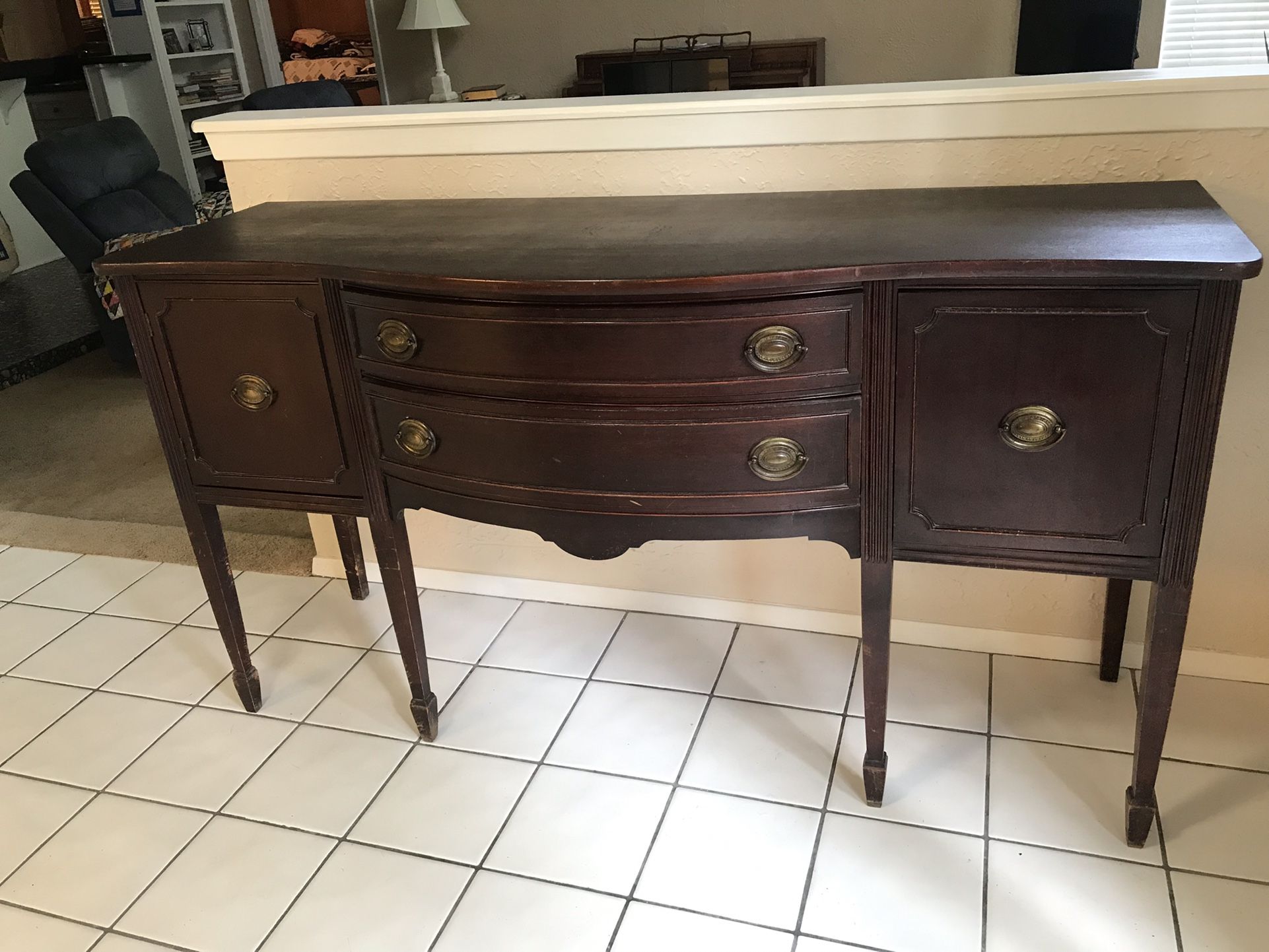 Antique Mahogany Sideboard Bow Front Federal Style