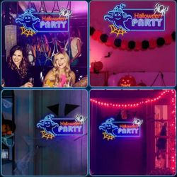 Happy Halloween LED Sign Ghost Neon Light Light Up Acrylic Sign Bar 3.29ft