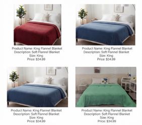 King soft Flannel Blanket /Size: King Price: $34.99 each , choose your color