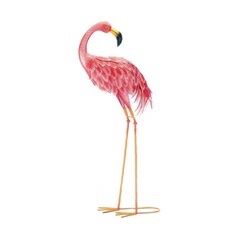 BRIGHT STANDING FLAMINGO LOOKING BACK