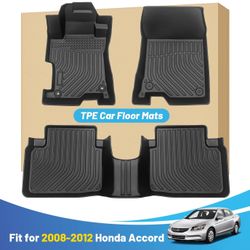 New in the box Black Floor Mats Liners Replacement for Accord Sedan 2008 2009 2010 2011 2012 Heavy Duty All Weather Guard Front and Rear Car Carpet-Cu