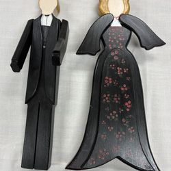 Norwegian Wood Figures. Hand Painted in Dress. 19” High. 