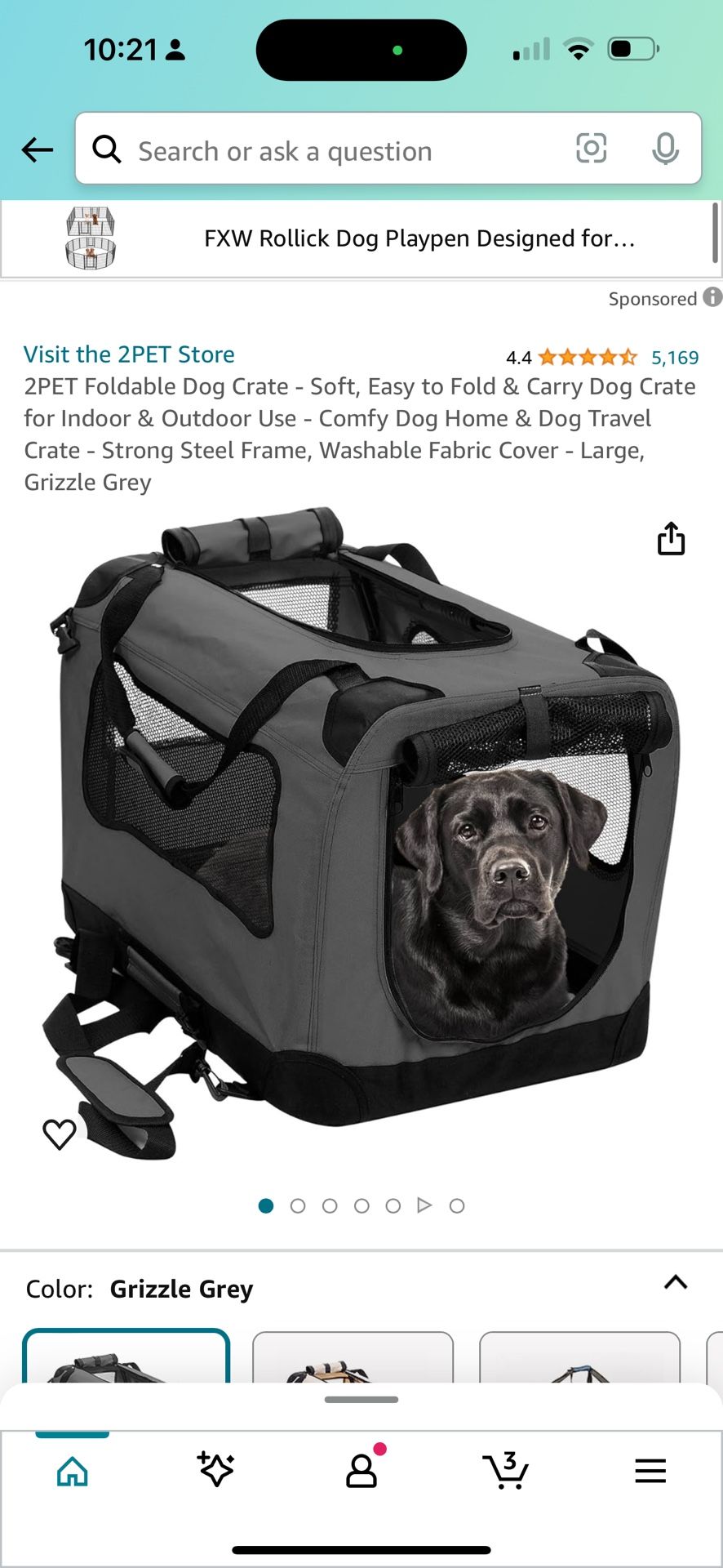 2PET Foldable Dog Crate - Soft, Easy to Fold & Carry Dog Crate for Indoor & Outdoor Use - Comfy Dog Home & Dog Travel Crate - Strong Steel Frame, Wash