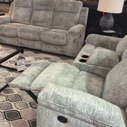 Ashley Buntington Reclining Sofa And Loveseat Living Room Set⭐$39 Down Payment with Financing ⭐ 90 Days same as cash