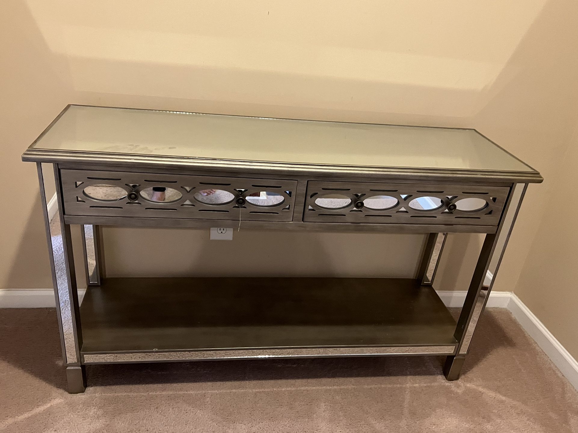 Beautiful Champagne Table With Glass Top Intact Accent Furniture