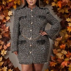 Plus size Chain  Blazer  Party dress