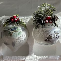 Vintage  Hautman Brothers Wild Life Blue Jade Bird And Other Glass Ornaments Collection 