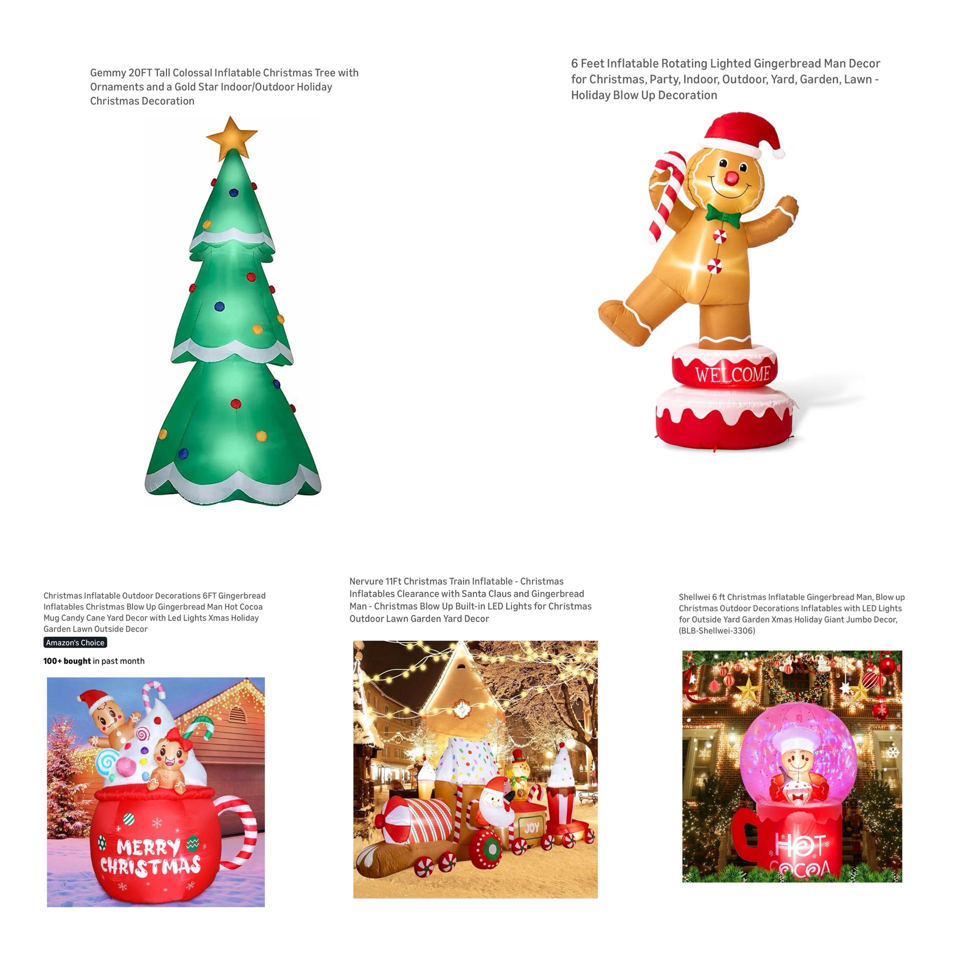 Christmas Tree Gingerbread Train Snow Globe Inflatables