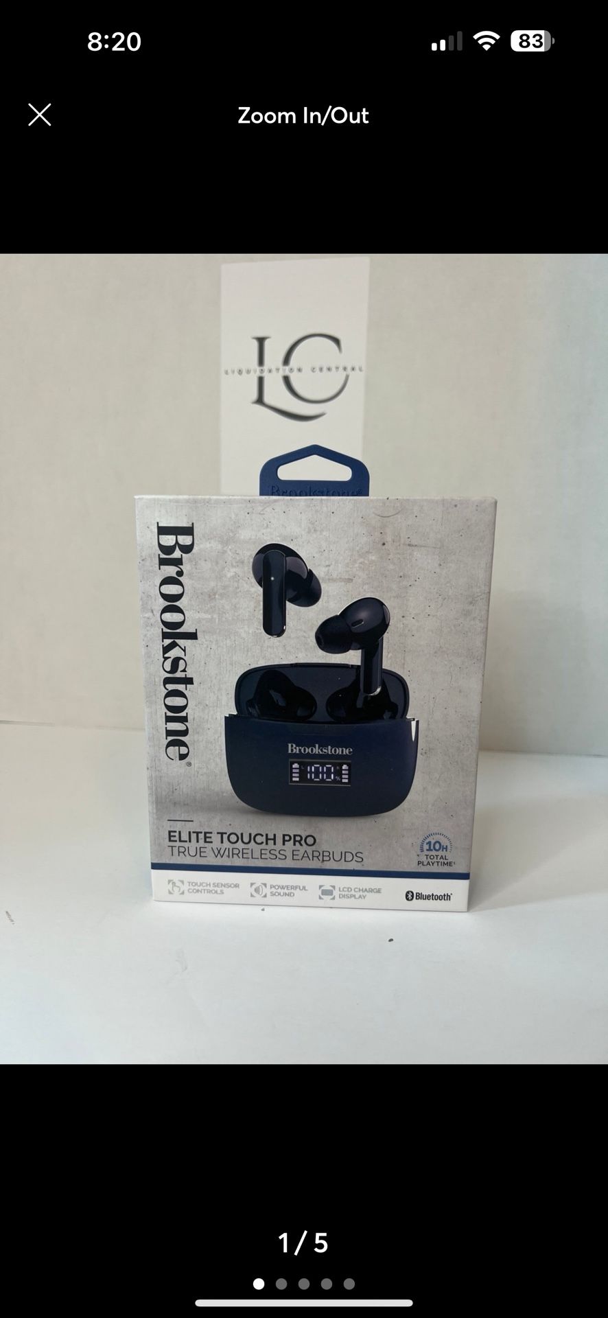 Brookstone Elite Touch True Wireless Earbuds Black - New in Box