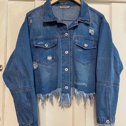 High way jeans women’s distressed cropped jeans jacket large