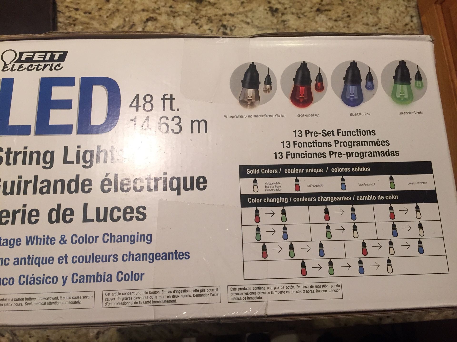 48’ color changing LED patio sting lights. Feit 72031
