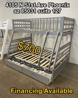 Bunk bed twin over full with drawers brand new