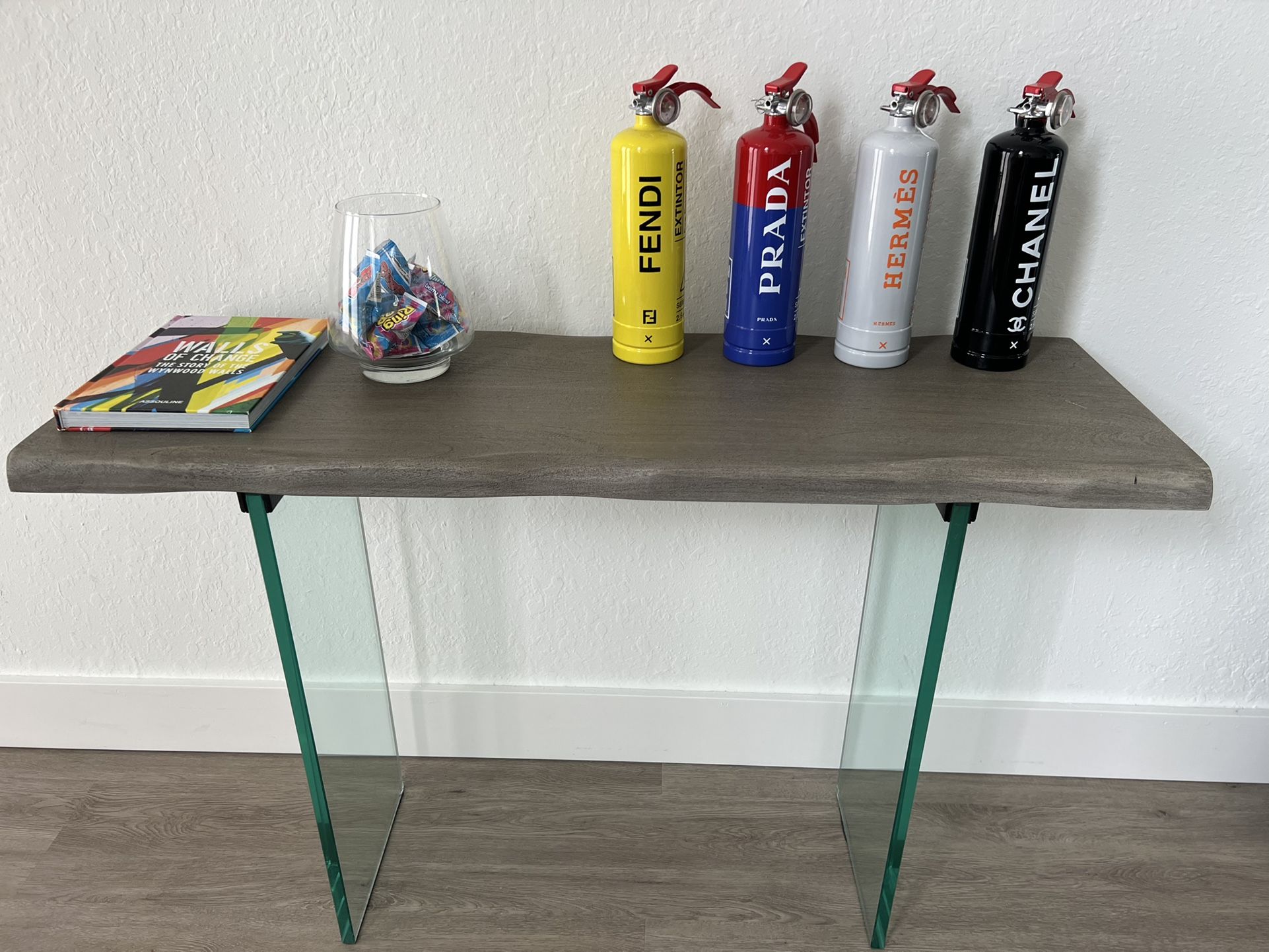 Console Entry Table With Glass And Wood 