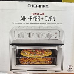 Chefman Toaster Oven Air Fryer Combo w/ 19 Quart Capacity, 7-in-1 Functionality - Stainless Steel, New