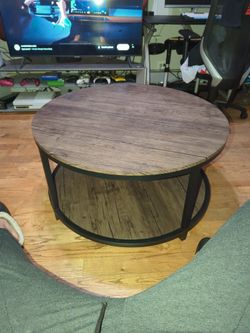 Round Coffee Table, Dark Brown