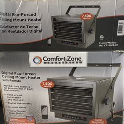 Comfort Zone Digital Fan Forced Ceiling Mount. Brand New. Box has been opened never used. $50