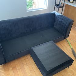 Black Velvet Sofa (Couch)