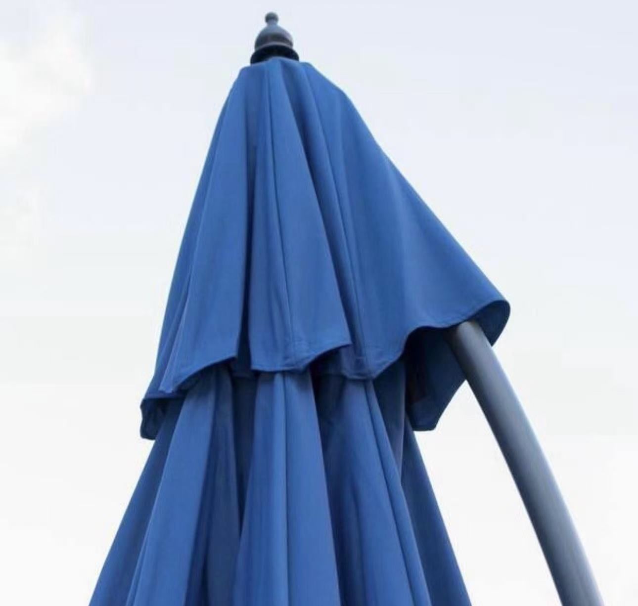 10 Ft Iron Cantilever Tilt Outdoor Patio Umbrella in Navy Blue