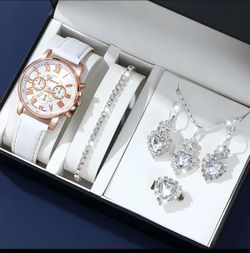 ✨ Elegant Women’s Watch & Jewelry Set – Bracelet, Necklace, Earrings & Ring