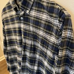 GAP Plaid Oxford Shirt – Blue Green, Size Large