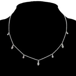 925 Sterling Silver charms choker necklace with crystal gems