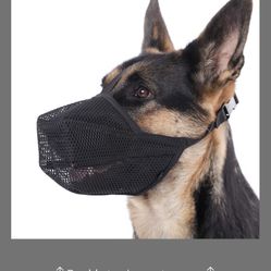 Mayerzon Dog Muzzle, Patented Soft Mesh Muzzle For Small Medium Large Dogs For Scavenging Biting Licking And Chewing, Allows To Pant And Drink (L, Bla