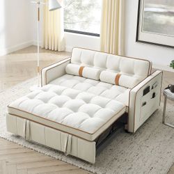 3 in 1 Sleeper Sofa Couch Bed, Small Tufted Velvet Convertible Loveseat Futon Sofa w/Pullout Bed