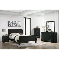 4PC Queen Bedroom Set. Black/White Finish 