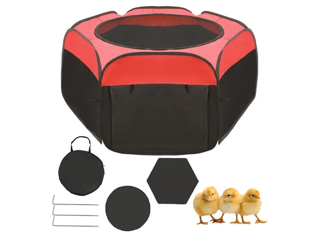 Chicken Brooder Box for Chick Starter Kit + Heating Plate For Chicks, Double Door Chick Brooder Pen/Chicken Playpen/Chick Tent Supplies Up to 15 Baby