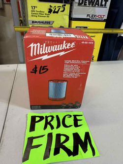 Milwaukee Large Wet/Dry Vacuum High Efficiency Filter $15
