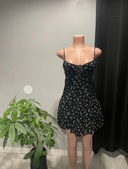 Black floral mini dress spaghetti strap