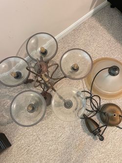 Chandelier and Matching Pendant Light