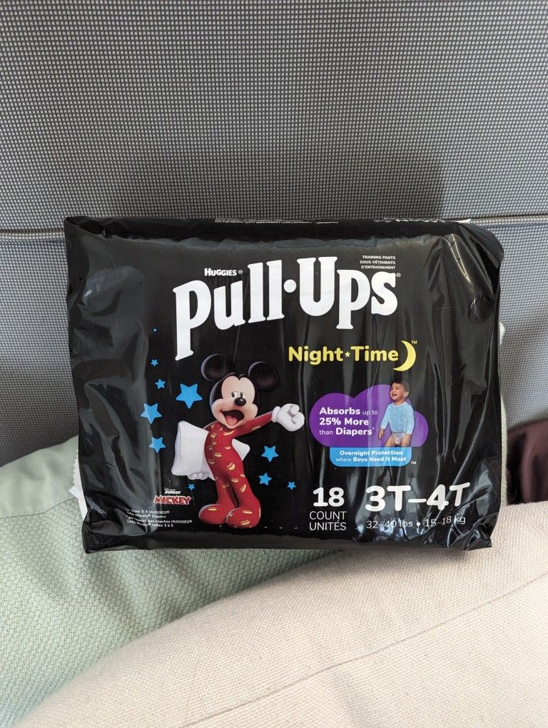 Huggies Pull Ups Night Time Training Pants Mickey 3T-4T, 18 Count