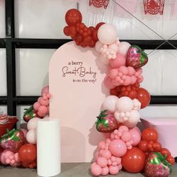 strawberry balloon garland