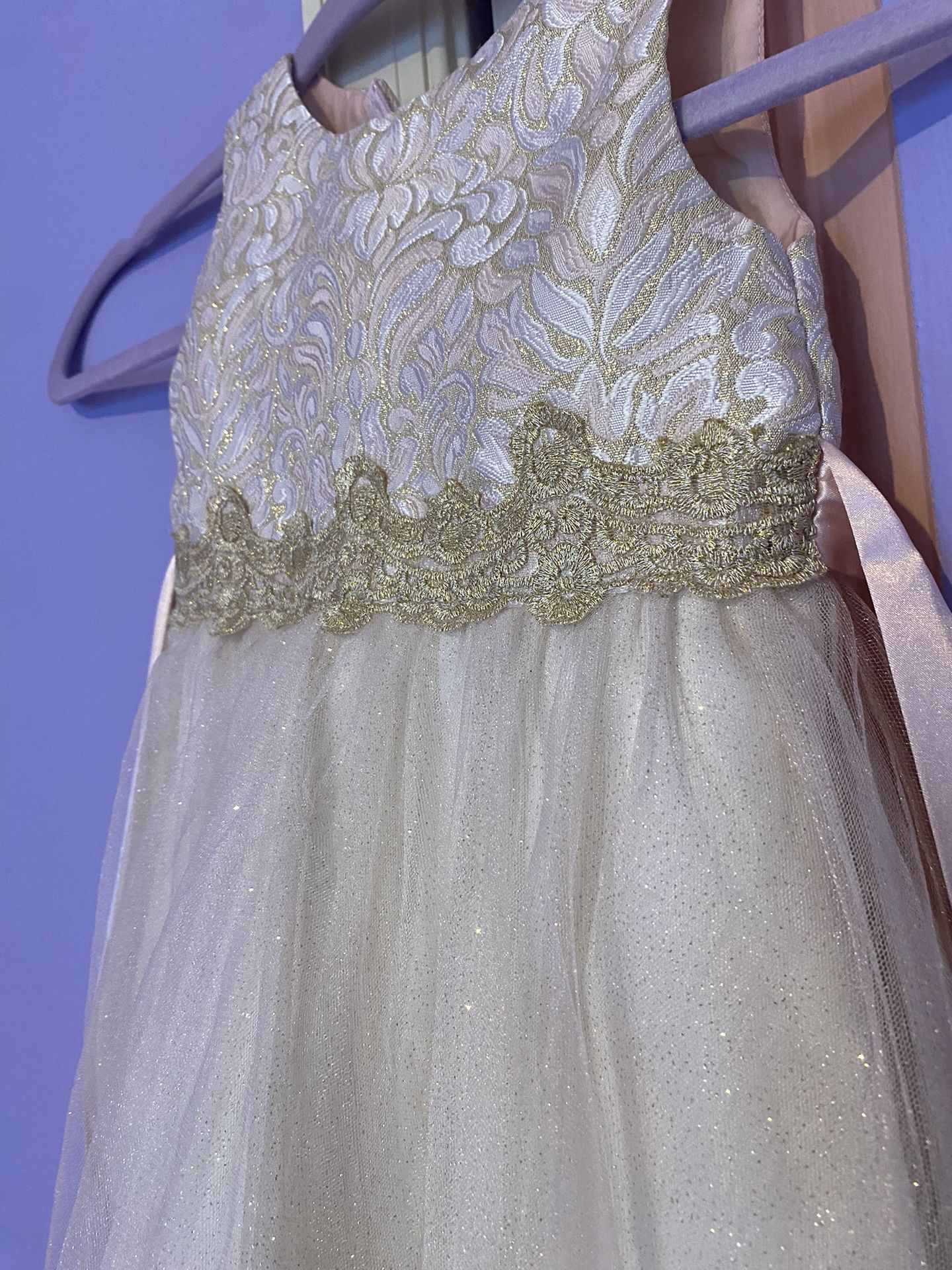 Girls Rare Editions Gold & Pink Sparkle Dress