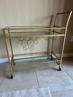 Gold & Glass Bar Cart - Great Condition - Priced to Sell