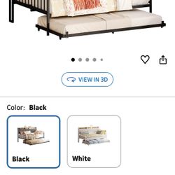 Like New Full Daybed with Trundle, Bed Frame with Upholstered Headboard and Charging Station