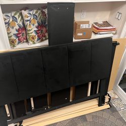 Full Size Bed Frame With Suede Headboard 