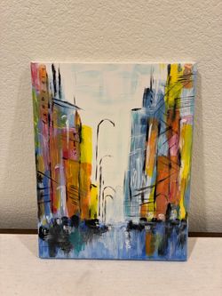 Abstract Cityscape Acrylic Painting on Canvas